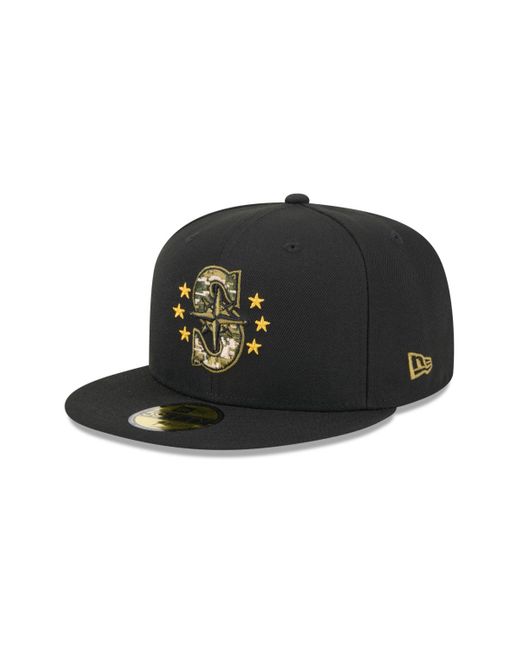 KTZ Black Seattle Mariners 2024 Armed Forces Day On-field 59fifty Fitted Hat for men