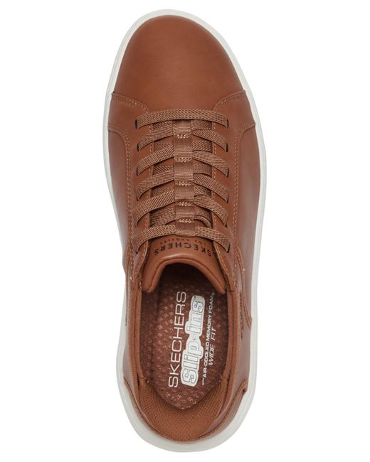 Skechers Brown Slip-ins Court Break Wide-width Casual Sneakers From Finish Line for men