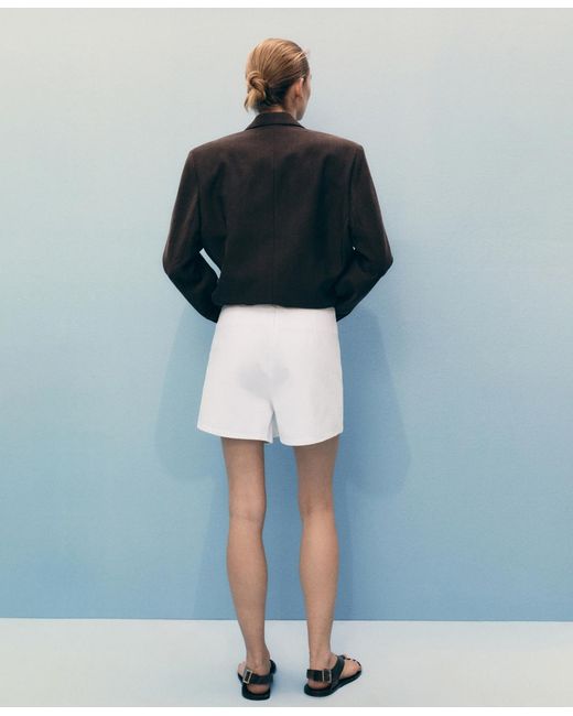 Mango White Wrapped Denim Skort