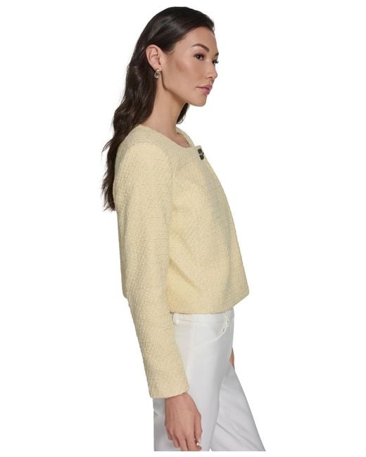 Calvin Klein Natural Long-sleeve Collarless Tweed Jacket