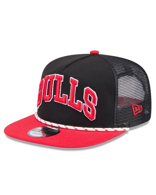 KTZ Black/red Chicago Bulls Throwback Team Arch Golfer Snapback Hat for men