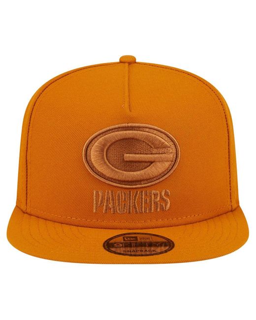 KTZ Orange Â Green Bay Packers Color Pack A-frame 9fifty Snapback Hat for men