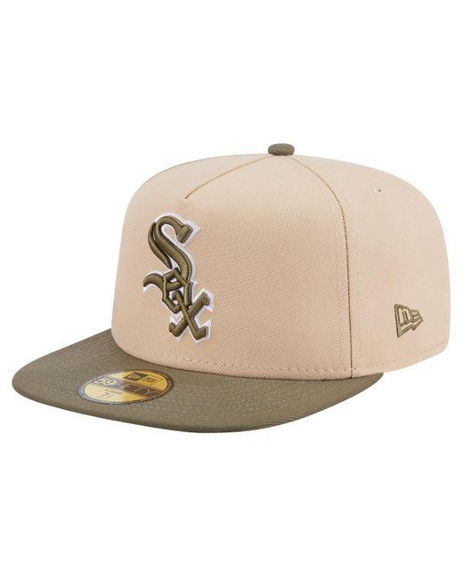 KTZ Natural Light Beige/olive Chicago White Sox Two-tone Color Pack A-frame 59fifty Fitted Hat