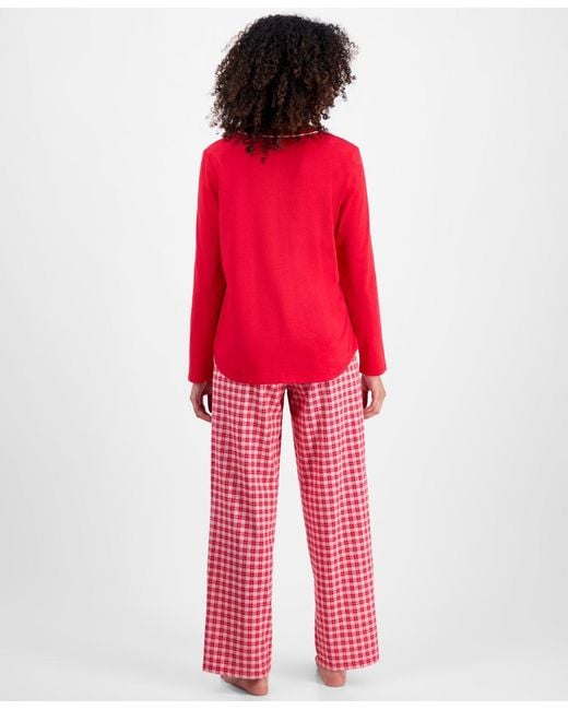 Charter Club Red Long-sleeve Jersey Pajama Set