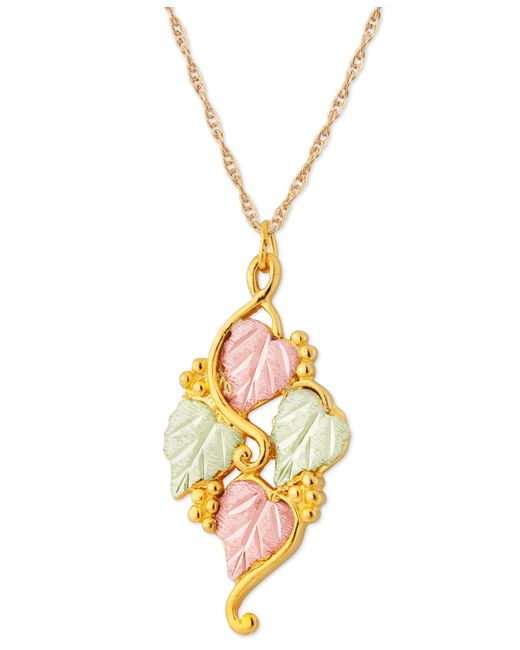 Black Hills Gold Metallic Grape And Leaf Pendant