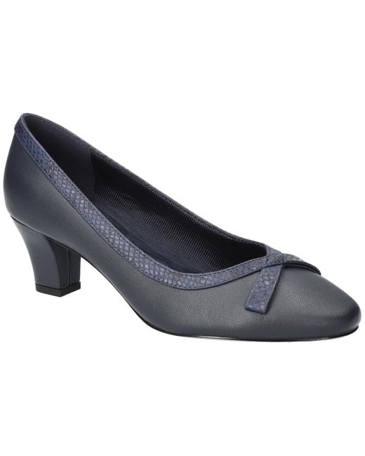 Easy Street Women's Blue Kata Round-toe Slip-on Pumps