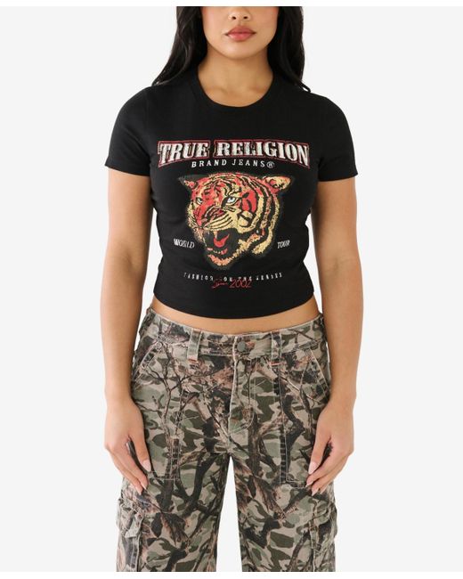 True Religion Black Short Sleeve Tiger Baby T-shirt