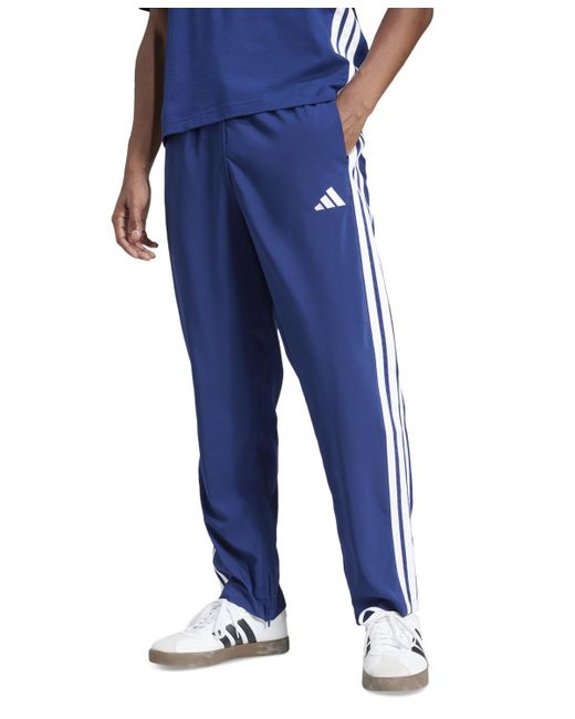 Adidas Blue Stanford Essential Three-stripes Open Hem Track Pants for men