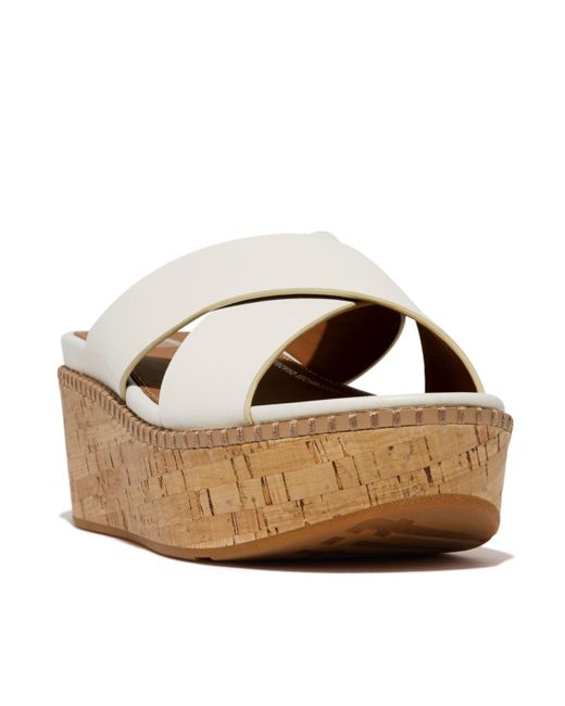 Fitflop Multicolor Eloise Leather Or Cork Wedge Cross Slides
