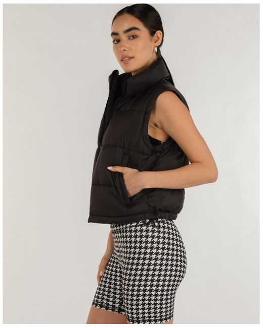 Rebody Active Black On The Go Puffer Convertible Jacket Vest