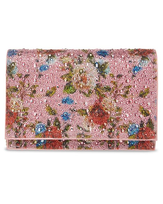 Betsey Johnson Pink Floral Rhinestone Flap Bag