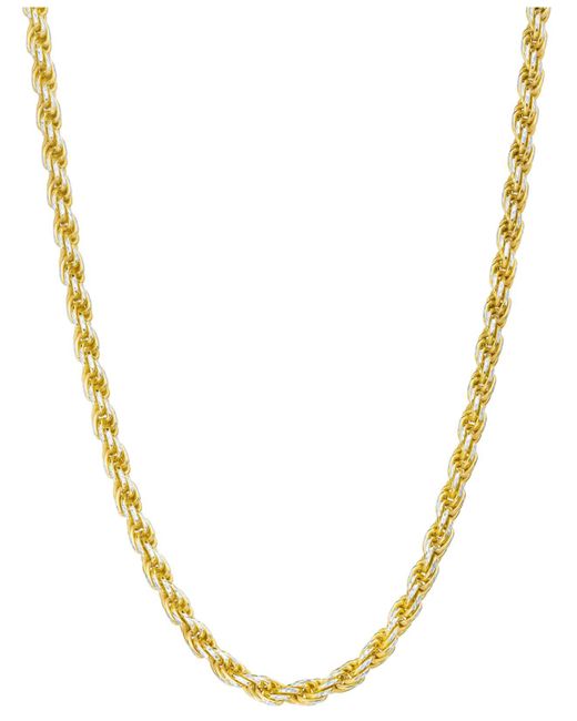 Macy's Twotone Rope Link 22" Chain Necklace (4mm) In Sterling Silver