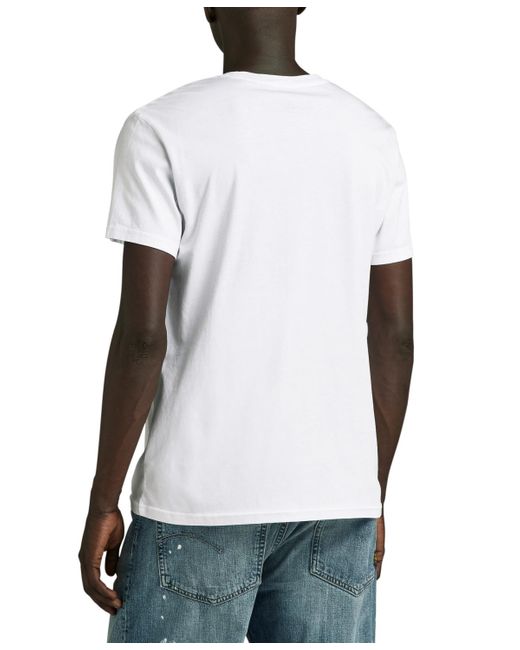 G-Star RAW White Short Sleeve Crewneck Distressed Logo T-shirt for men