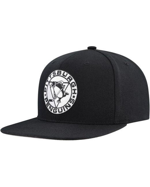 Mitchell & Ness Black Pittsburgh Penguins Team Snapback Hat for men