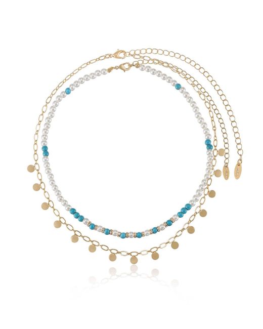 Ettika Metallic Morocco Beaded 18k Gold Plated Necklace Set