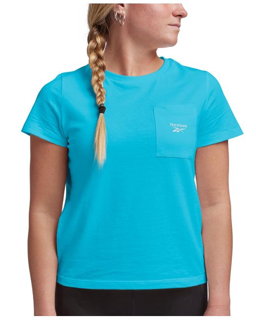 Reebok Blue Active Small-logo Pocket Cotton T-shirt