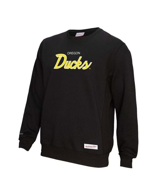 Mitchell & Ness Black Oregon Ducks Elite Script Pullover Sweatshirt for men