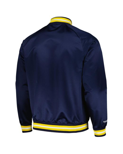 Mitchell & Ness Blue Indiana Pacers Hardwood Classics Throwback Wordmark Raglan Full-snap Jacket for men