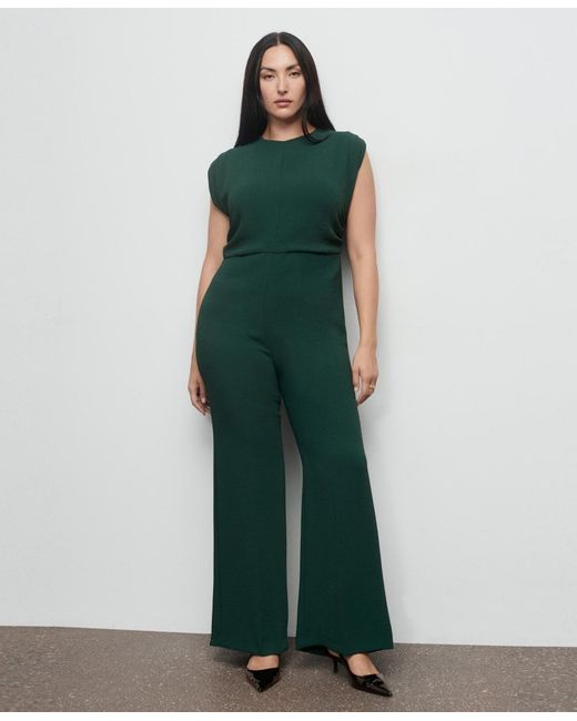 Mango Green Ruched Long Jumpsuit