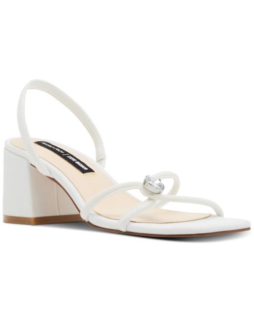 Steve Madden White Jessica Rich X Anya Jeweled Strappy Block-heel Sandals