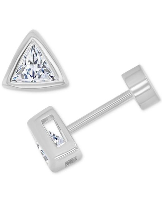 Macy's White Cubic Zirconia Triangle Bezel Screw Back Stud Earrings