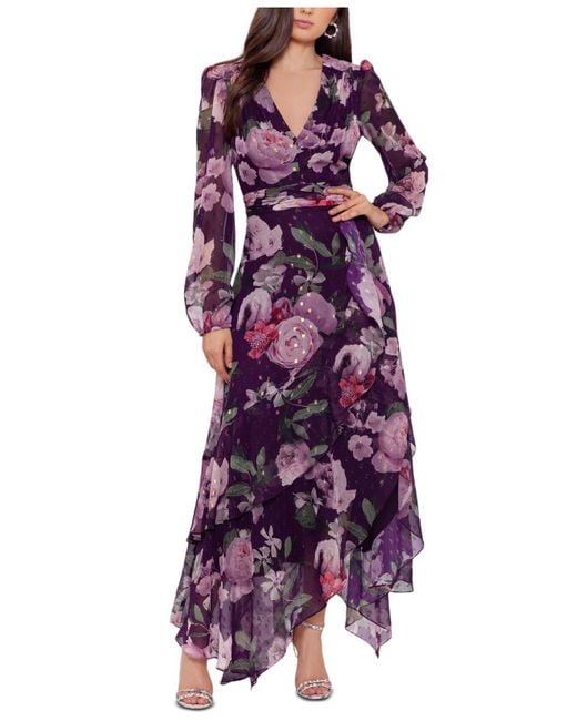 Xscape Synthetic Floral-print Maxi Dress in Purple | Lyst Canada
