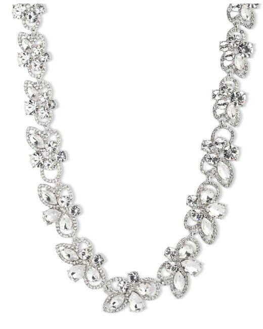 Givenchy Metallic Silver-tone Crystal Petal All-around Collar Necklace