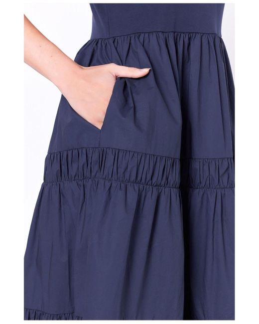 English Factory Mixed Media Midi Dress in Blue Lyst