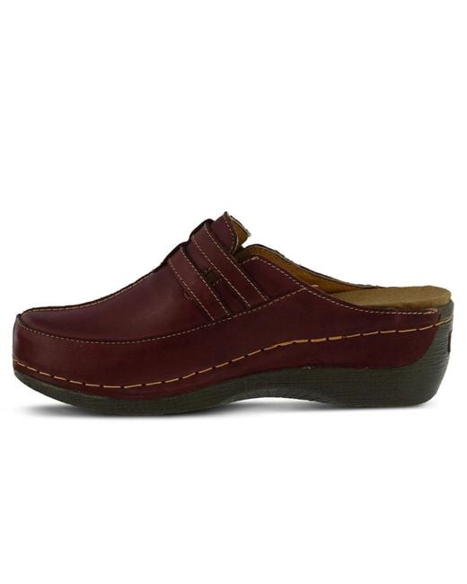 Spring Step Red Happy Multi-strap Leather Slip-on Clogs