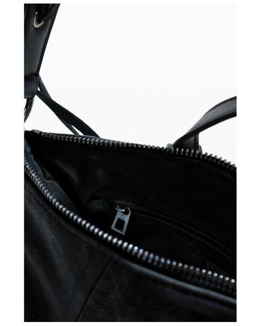 Desigual Black Small Corset-effect Leather Backpack