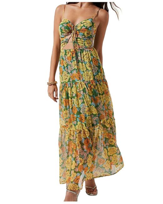 Astr Synthetic Brandy Floralprint Cutout Maxi Dress in Green Lyst
