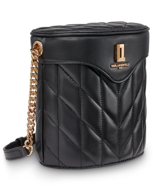 Karl Lagerfeld Black Lafayette Leather Crossbody Bag