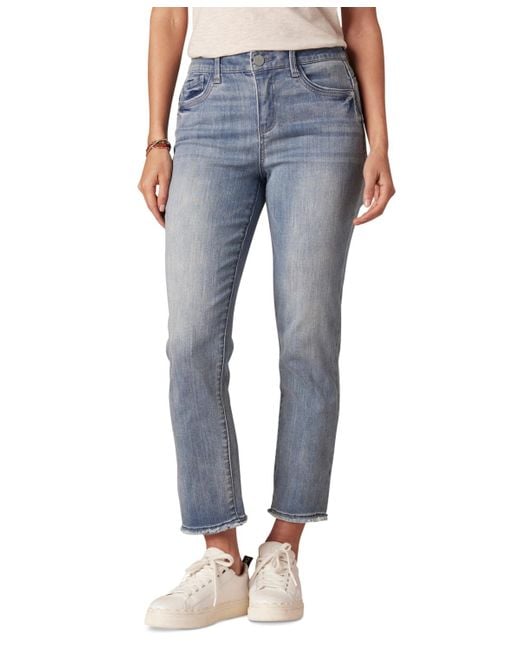 Democracy Women's Blue Petite absolution High-rise Straight-leg Jeans