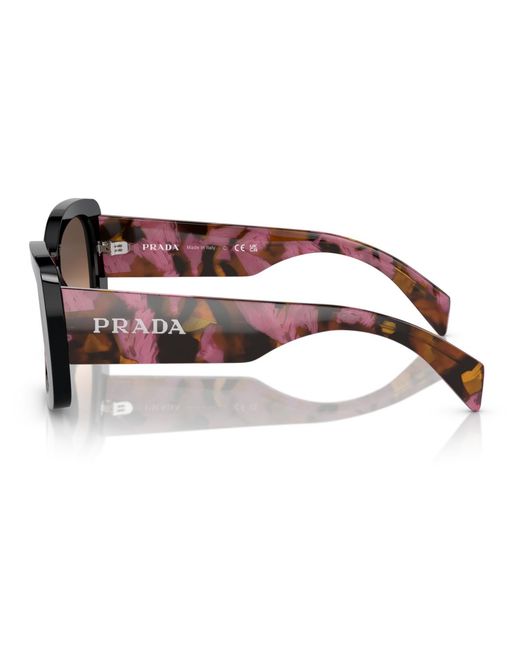 Prada Brown Lettering Oval Sunglasses
