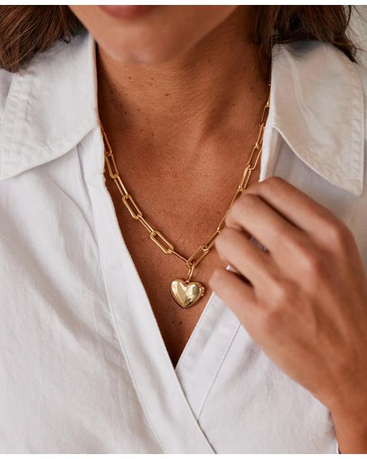Brook and York Metallic Plated Cami Heart Short Pendant Locket Necklace