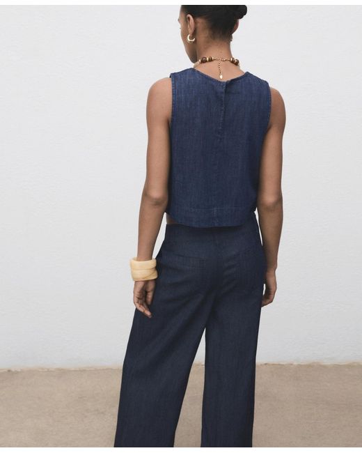 Mango Blue Denim Crop Top