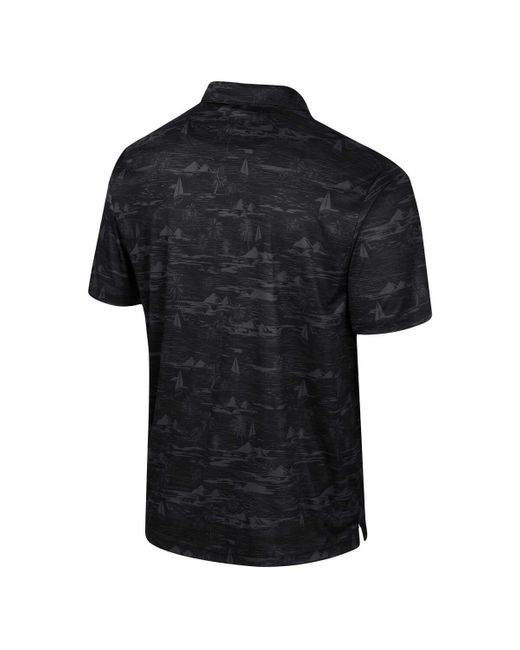Colosseum Athletics Black Iowa Hawkeyes Daly Print Polo Shirt for men