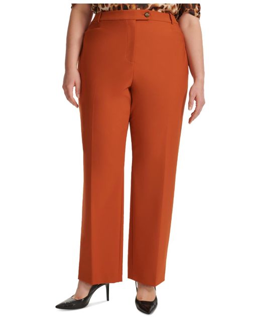 Calvin Klein Orange Plus Size High Rise Straight Leg Pants