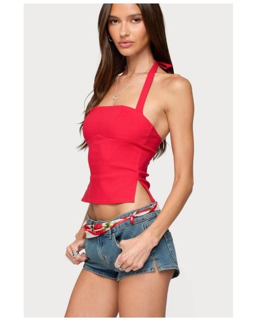 Edikted Red Dara Halter Top