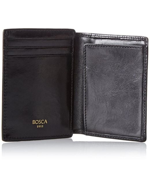 Bosca Black Old Leather Front Pocket Id Wallet for men
