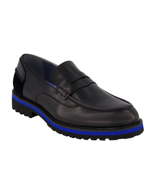 DKNY Blue Leather Contrast Penny Loafers for men