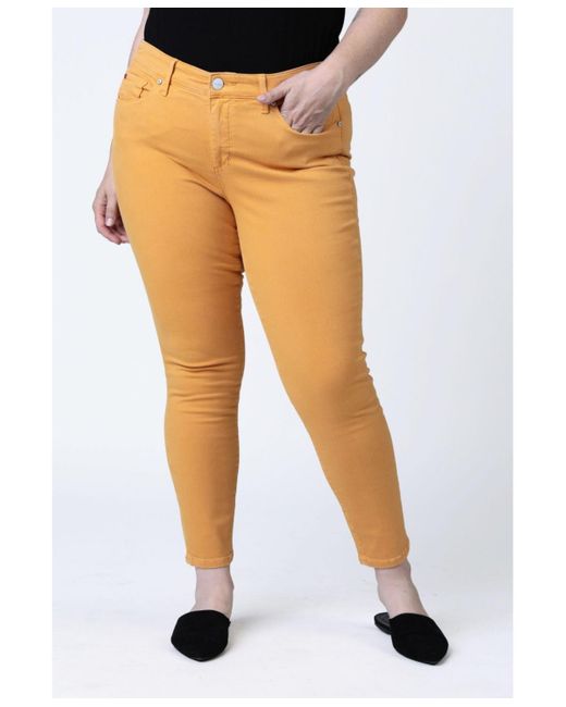 Slink Jeans White Plus Size Color Mid Rise Ankle Skinny Pants