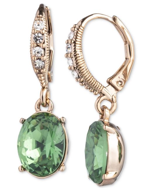 Givenchy Green Silver-tone Light Blue Leverback Drop Earrings