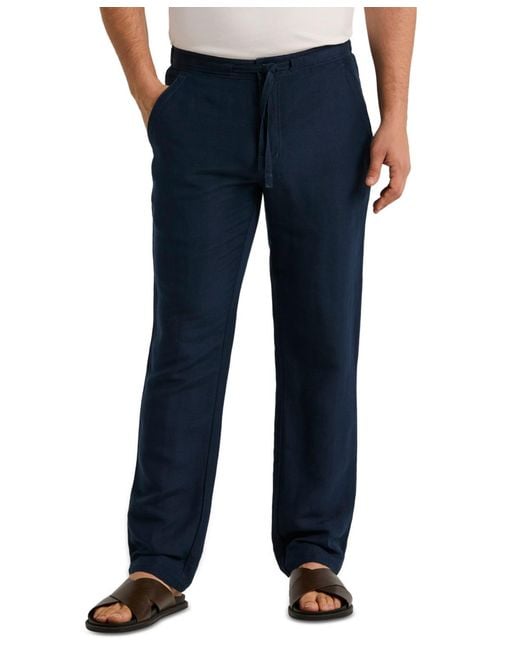 Cubavera Blue Linen Blend Drawstring Pant for men