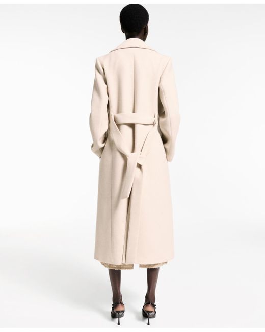 Mango Natural Detachable Collar Manteco Wool Coat