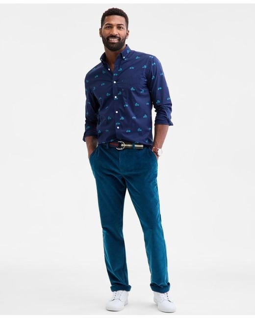 Club Room Blue Long Sleeve Bicycle Print Button-down Shirt for men