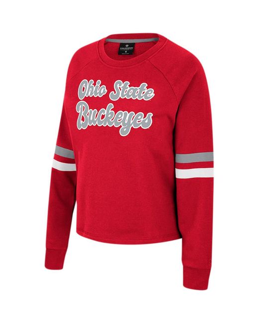 Colosseum Athletics Red Ohio State Buckeyes Talent Competition Raglan Pullover Sweatshirt