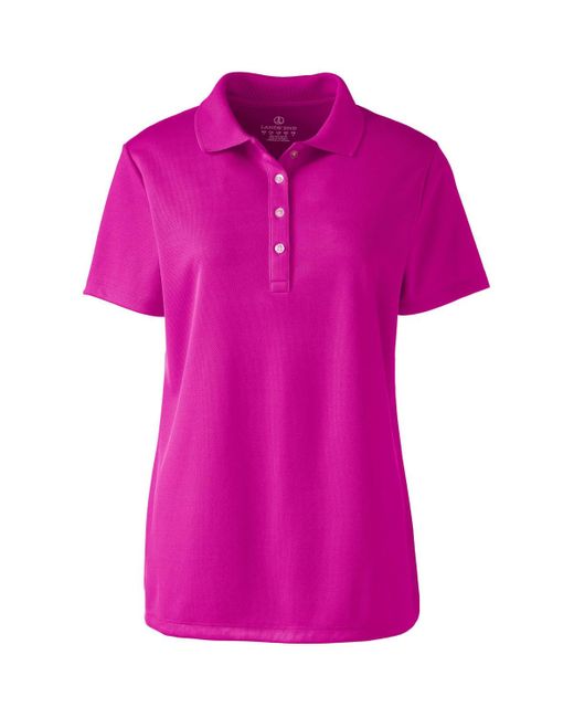 Lands' End Pink Short Sleeve Solid Active Polo