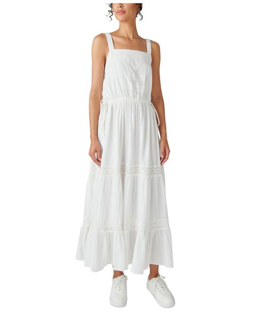 Lucky Brand Cotton Tiered Maxi Lace Dress in White | Lyst