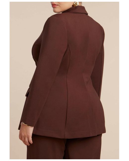 Eloquii Brown Plus Size Ultimate Nipped Waist Blazer
